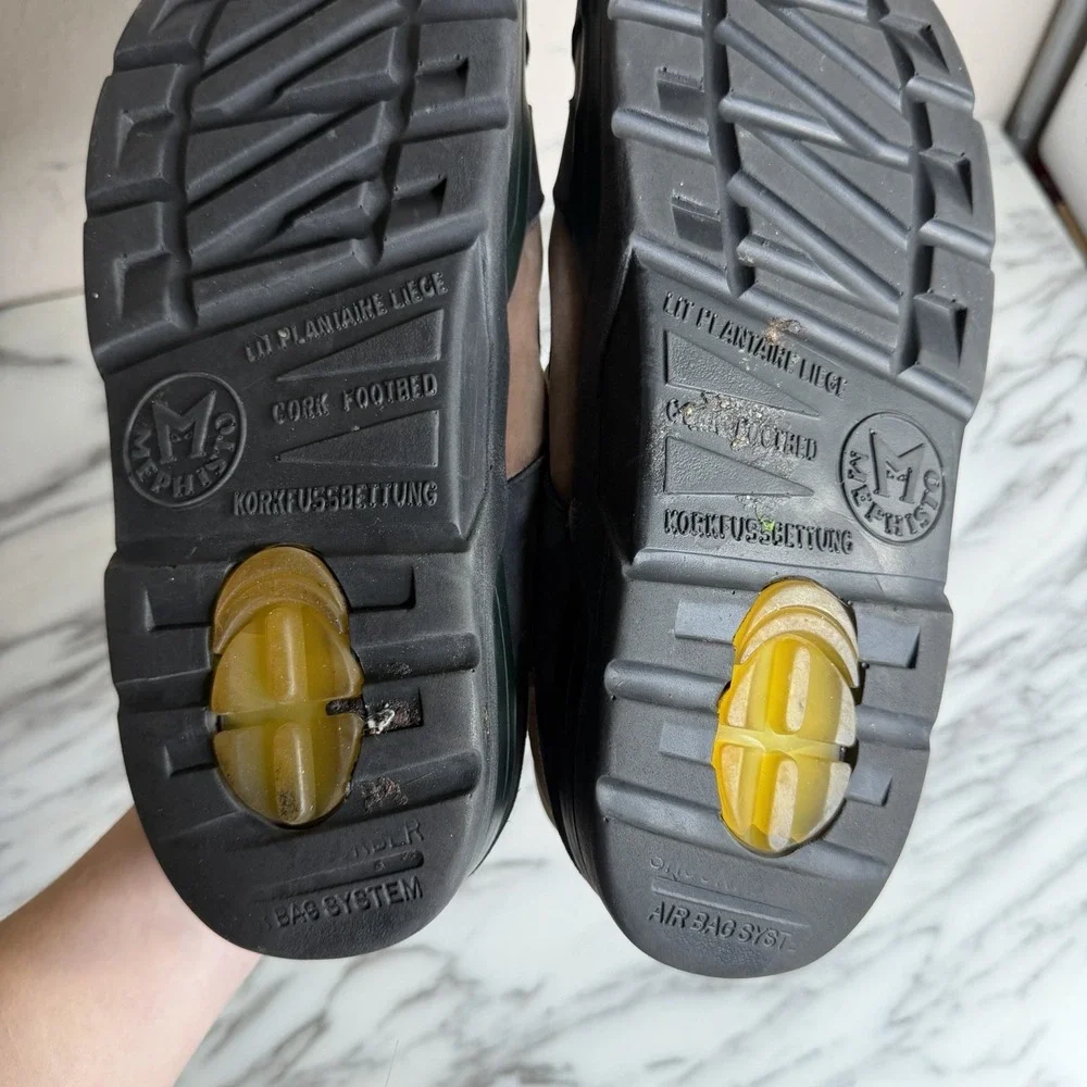 Mephisto Sandals Men Size 12 US Shark Fit 46 EU Black Brown Leather Slip On Shoe